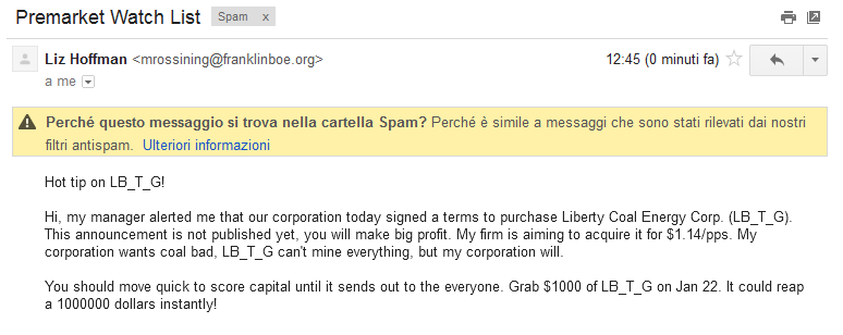 Email spam di aggiotaggio