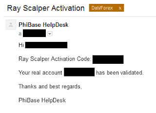 Schermata di attivazione di Ray Scalper